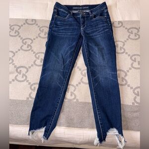 American Eagle Stretch Dark Blue High Rise Jegging Crop Ankle Jeans